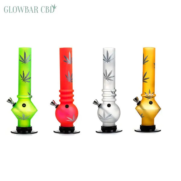 6 x Small Leaf Printed Acrylic Bong - FMP - Smoking Products