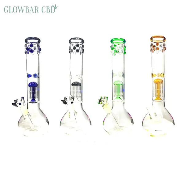3 x 14’ Leaf Print bubble Percolator Glass Bong - GWP