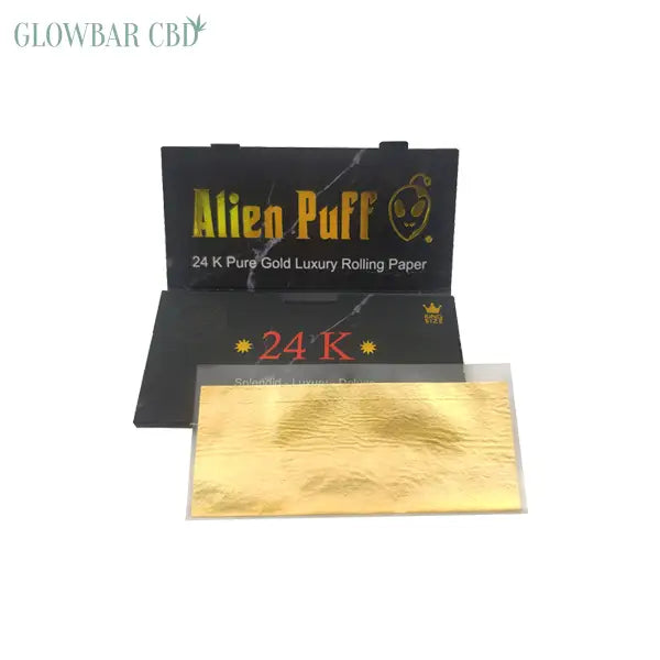 12 Alien Puff Black & Gold King Size 24K Gold Rolling