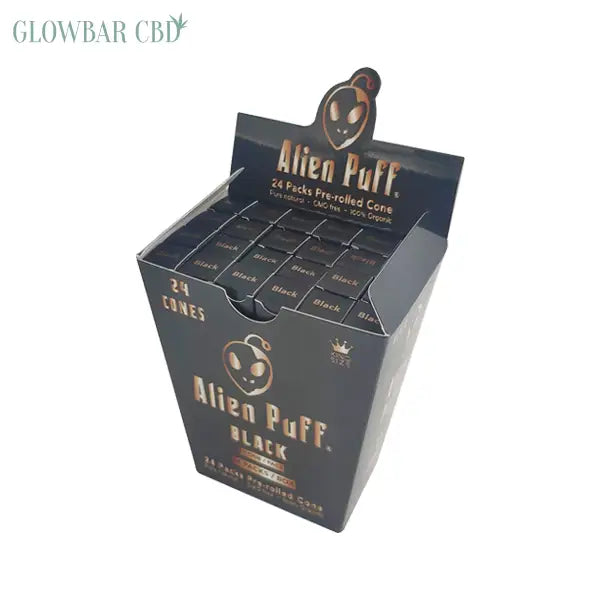 24 Alien Puff Black &amp; Gold King Size Pre-Rolled Black Cones