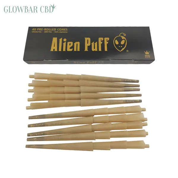 40 Alien Puff Black &amp; Gold King Size Pre-Rolled 109mm Cones