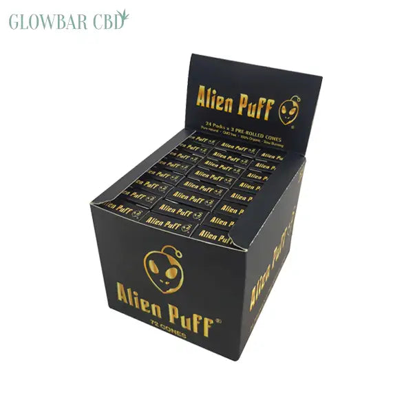 72 Alien Puff Black &amp; Gold 1 1/4 Size Pre-Rolled Cones