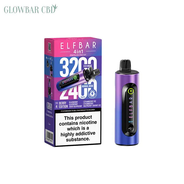 20mg Elf Bar 4 in 1 Pod Vape Kit 3200 Puffs - Blue Edition