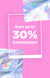 Advertisement offering up to 30% commission in white text on a pink background.