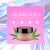 CBD body scrub product container with cannabis leaf imagery on a pink background.