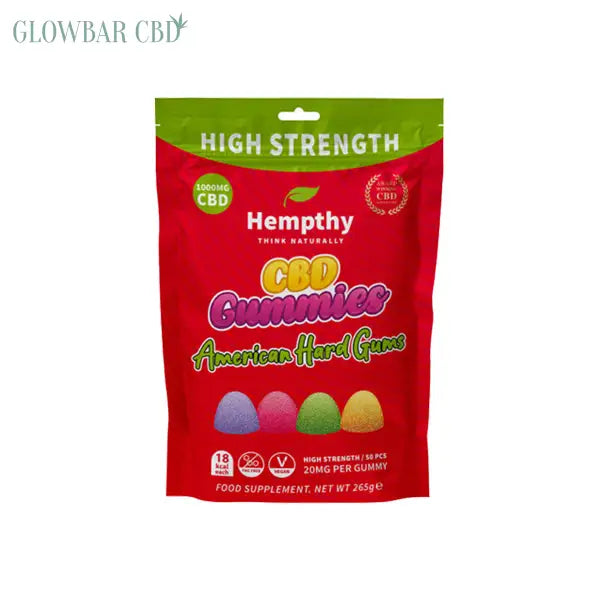 Hempthy 1000mg CBD American Hard Gums Gummies - 50 Pieces