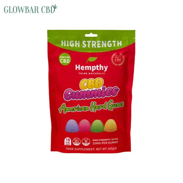 Hempthy 1000mg CBD American Hard Gums Gummies - 50 Pieces