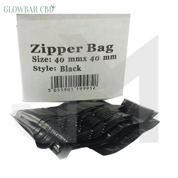 Zipper Branded 40mm x 40mm Black Bags - Smoking Products