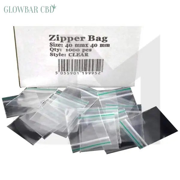 Zipper Branded 40mm x 40mm Clear Bags - Smoking Products